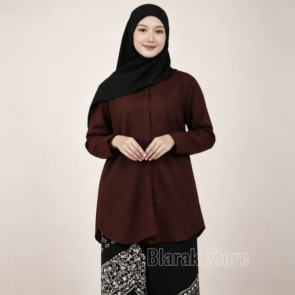 Kemeja Tunik Polos Wanita Santri Muslimah Baju Atasan Santriwati