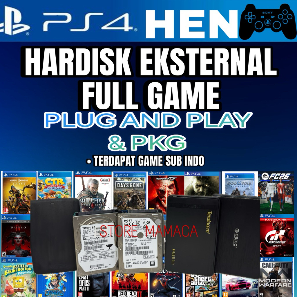 HDD 1TB PKG(FILE MENTAHAN/MASTER GAME) PS4 HEN | HARDISK EKSTERNAL 1 TB PKG(FILE MENTAHAN/MASTER GAM