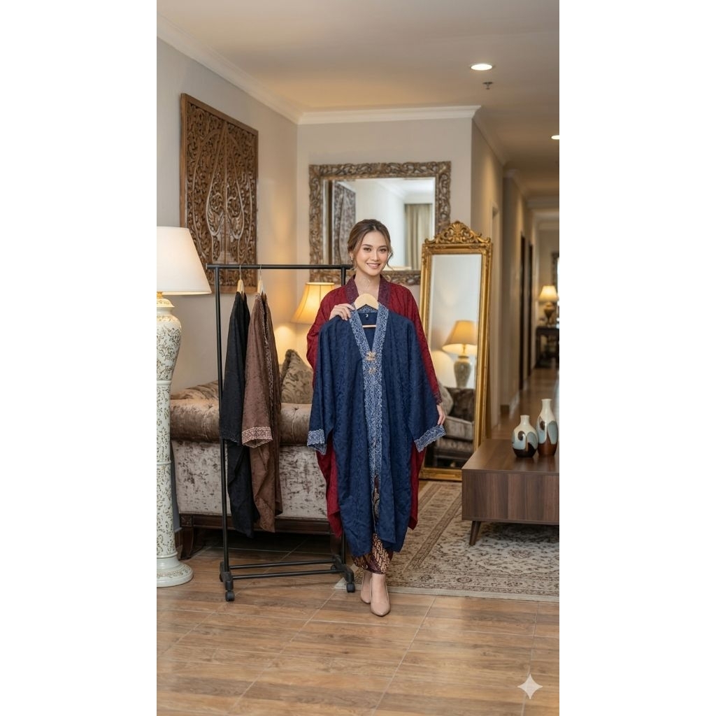 Kaftan Tunik Aruna Renda Viscose Lebaran Wisudaan Hajatan
