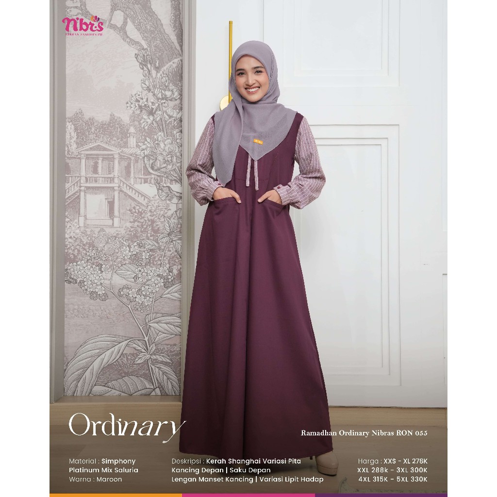 GAMIS NIBRAS TERBARU RON 055 WARNA MAROON,BLUE,BROWN.