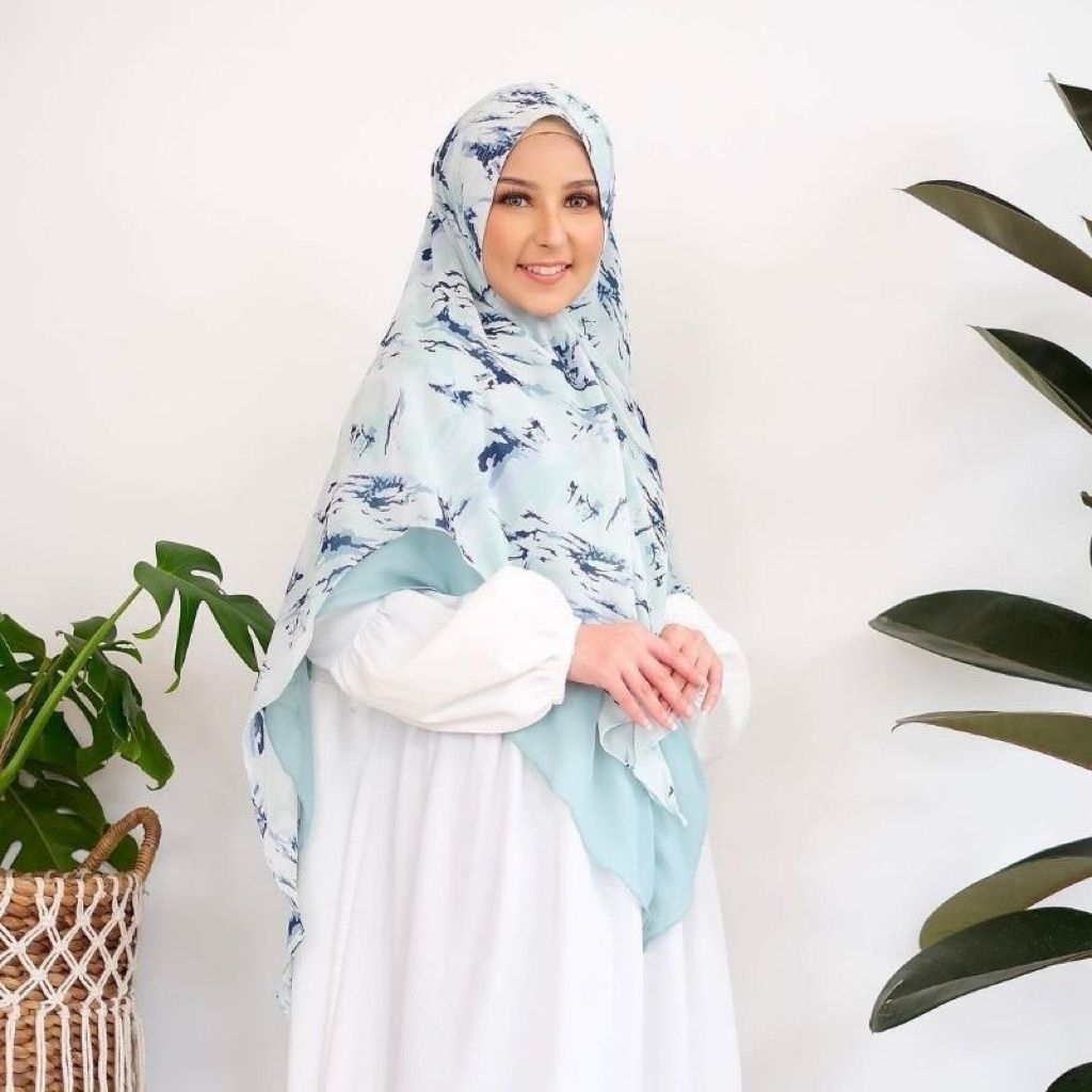 Aurora Khimar Syari Jumbo 2 Layer Babydoll Premium Adem Hijab Instant Syar’i Motif Bunga