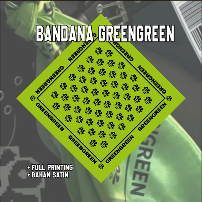 Bandana CORTIS GREENGREEN FullPrinting Bahan Satin 50x50 60x60 70x70 80x80