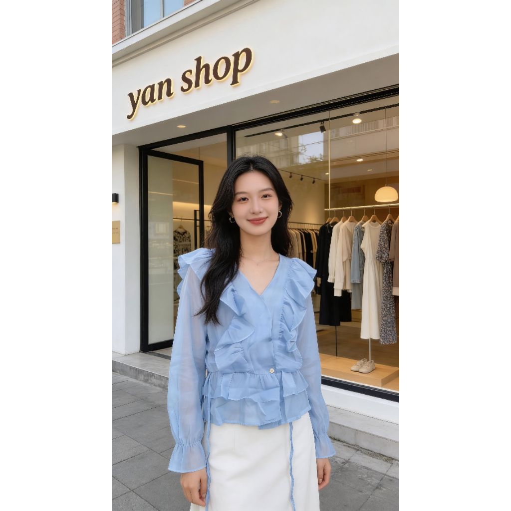 Donalda Ruffle Blouse Top Import