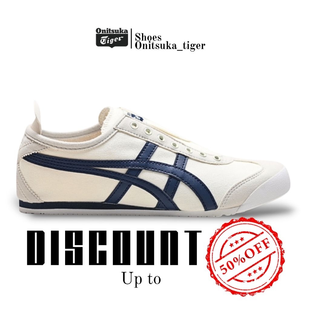 Onitsuka Tiger mexico 66 shoes slip on cream midnight free paperbag & kaos kaki