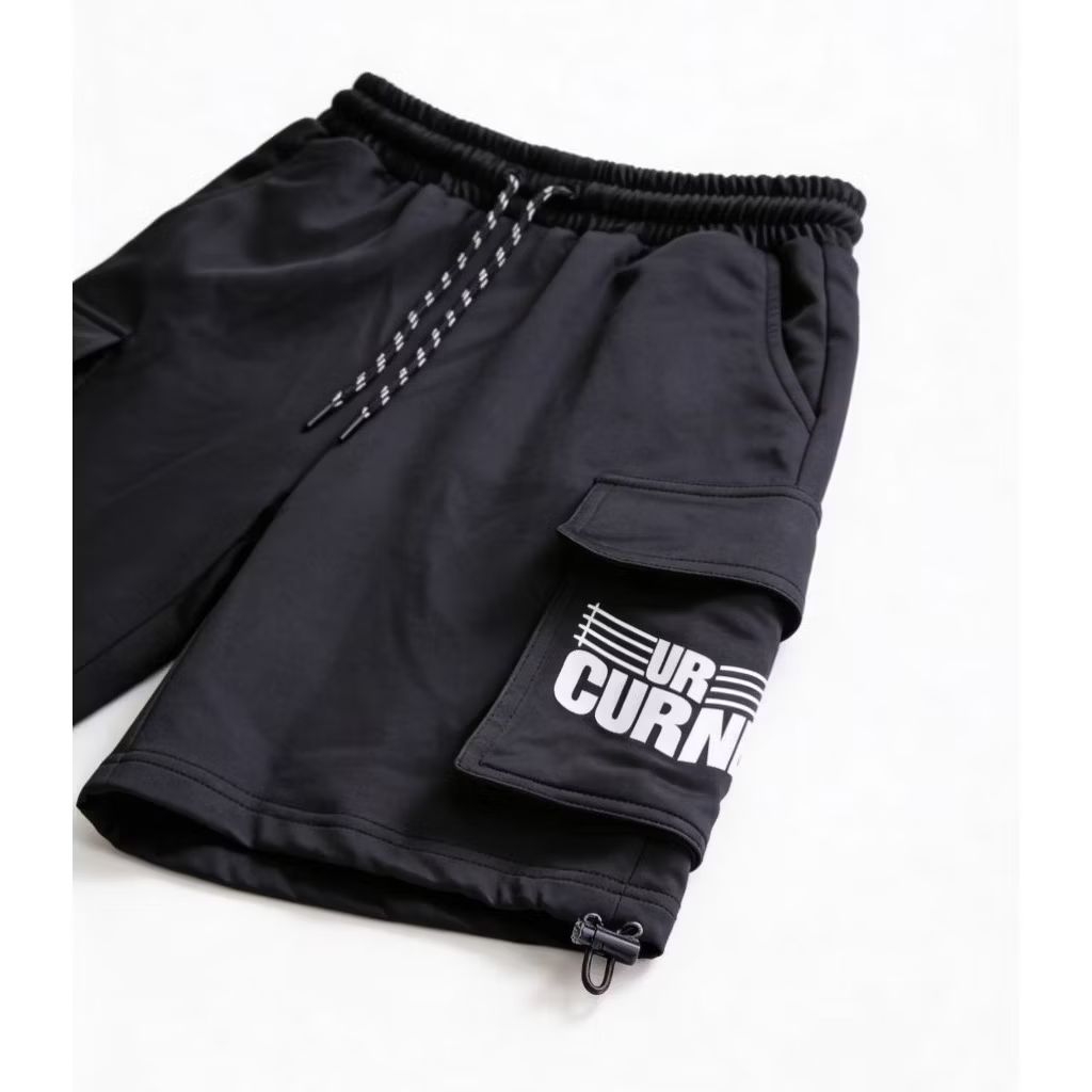 Celana cargo pendek pria wanita/Celana pendek cargo bahan fleece/celana pendek hitam cargo