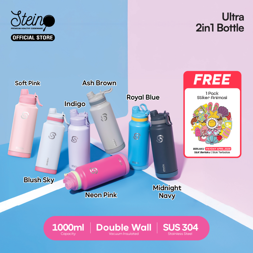 Stein Tumbler Ultra Bottle 2in1 1000ml - Botol Minum Dua Fungsi 1 Liter SUS 304