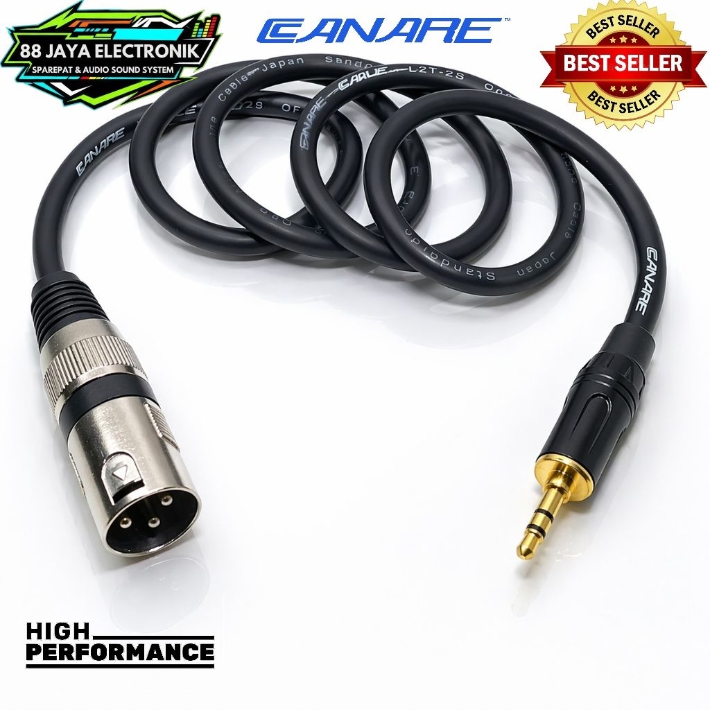 kabel jack aux 3,5 mm to xlr male 3pin 10m-20m