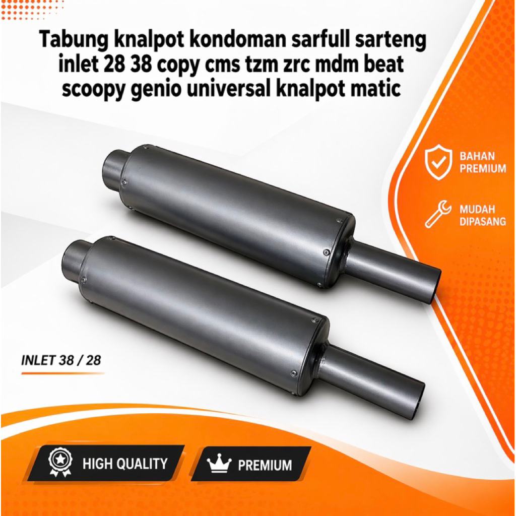 Tabung knalpot kondoman sarfull sarteng inlet 28 38 copy cms tzm zrc mdm beat scoopy genio universal