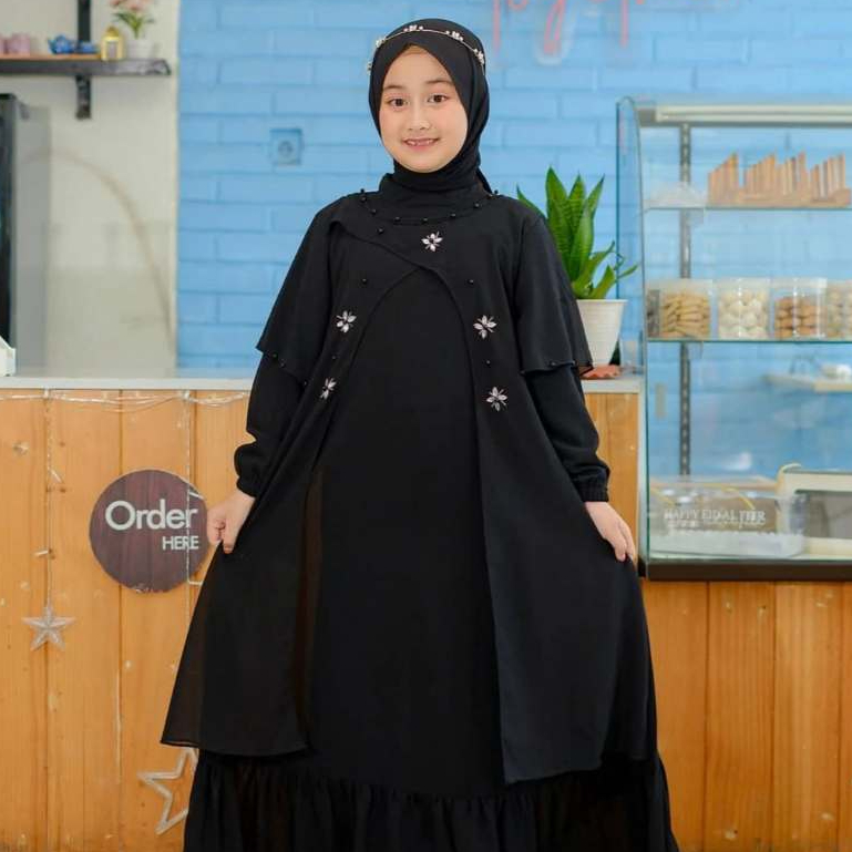 Gamis Anak Remaja Terbaru 2026 Baju Setelan Muslim Murah Perempuan Ceruty Babydoll MIx Payet
