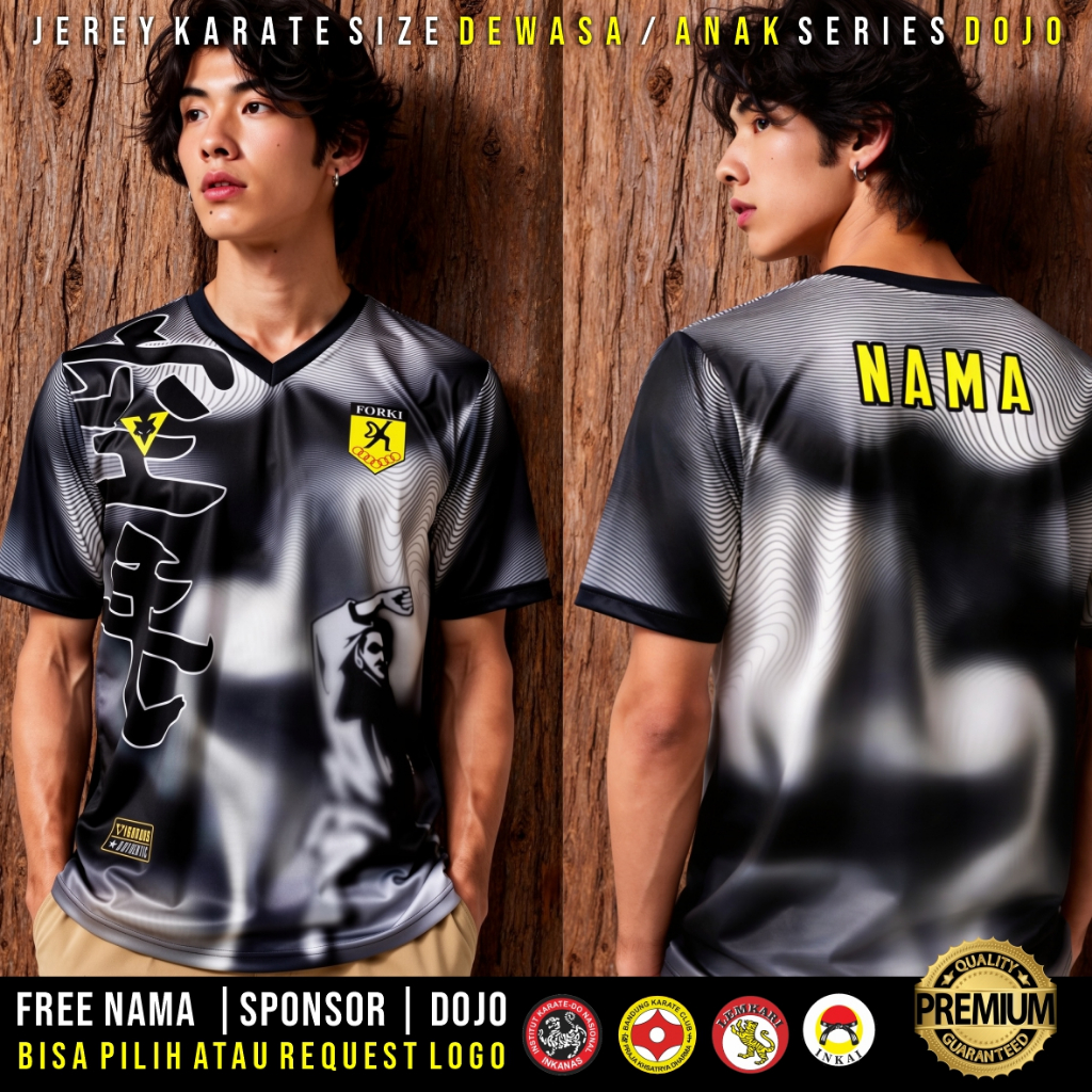 Baju Karate Jersey Karate Dojo Custom Nama & Logo Ukuran Dewasa & Anak