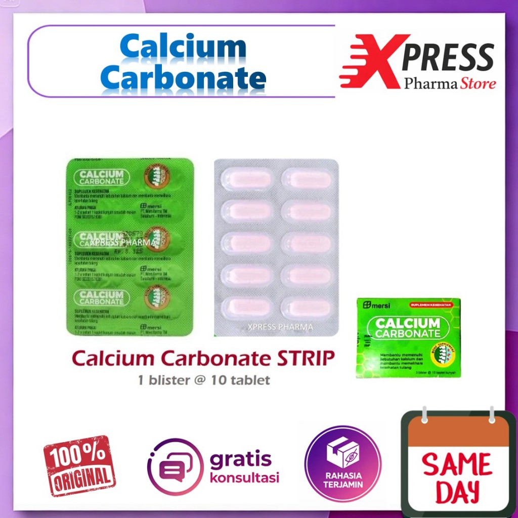 XPRESS  STRIP CALCIUM CARBONATE MERSI isi 10 Tablet Kaplet Kalsium Karbonat Calsium Carbonat Zc