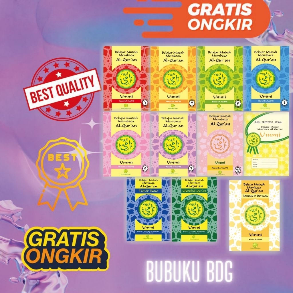 Buku UMMI Jilid 1 sampai 6, Tazwid Dasar, Ghoroibul qur an, Buku Prestasi, ummi PRA TK, REMAJA DAN D