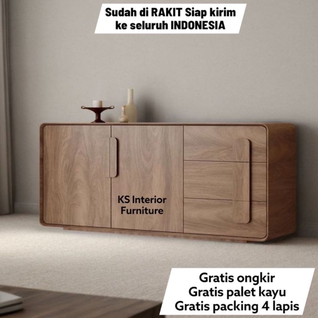 Credenza, Kabinet, Buffet, Lemari Serbaguna Minimalis, Meja TV Modern