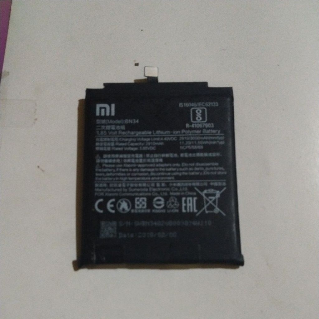 Baterai Redmi 5a ( BN34 ) original copotan
