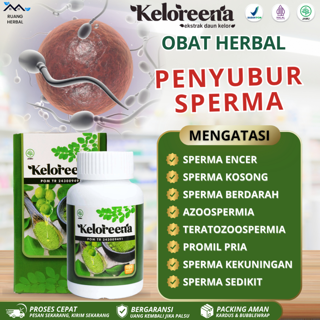 Keloreena Obat Herbal Penyubur Sperma, Sperma encer, Sperma kosong, Sperma berdarah, Azoospermia, Te