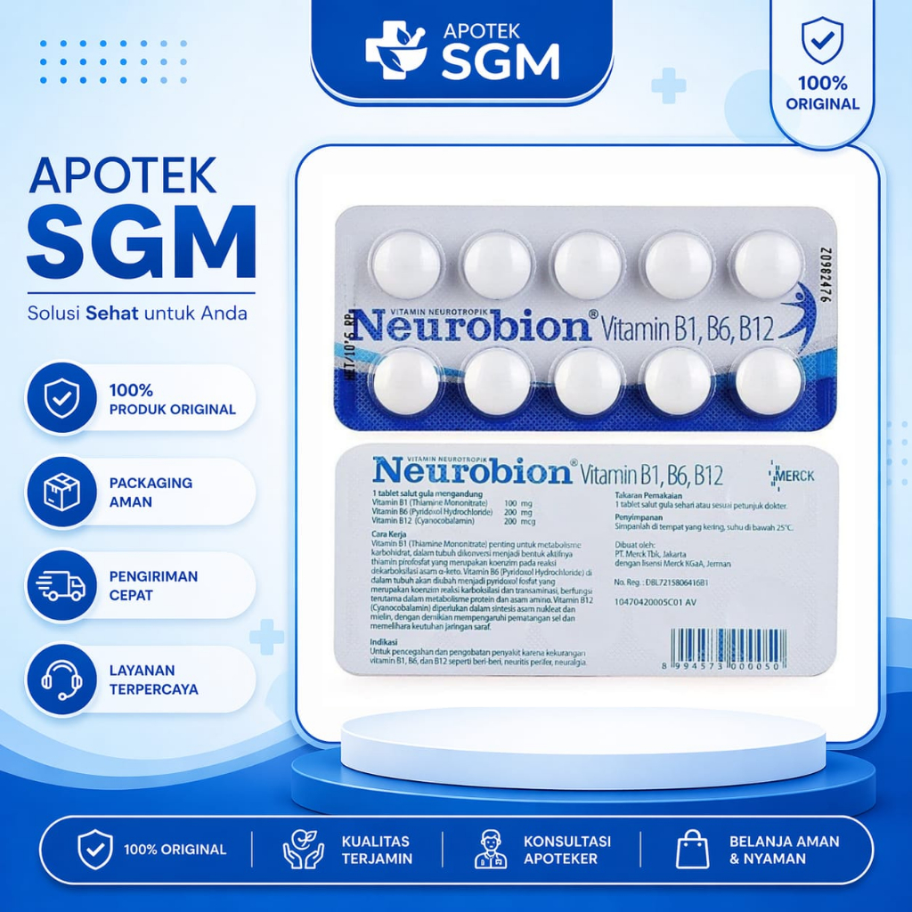 Neurobion Putih 10 Tablet B1 B6 B12  Neurotropik Neurobion Putih Vitamin B