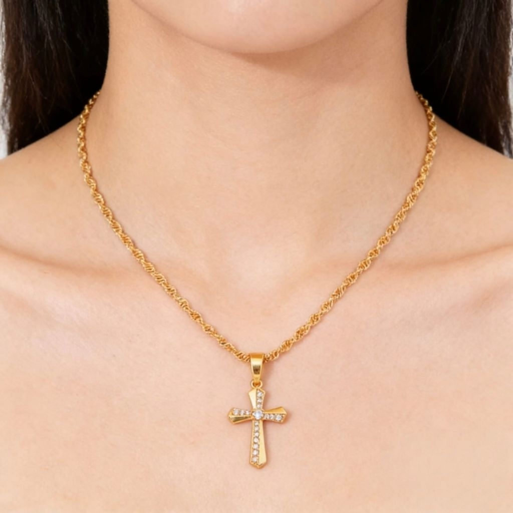 Kalung Salib Xuping Lapis Emas 18k