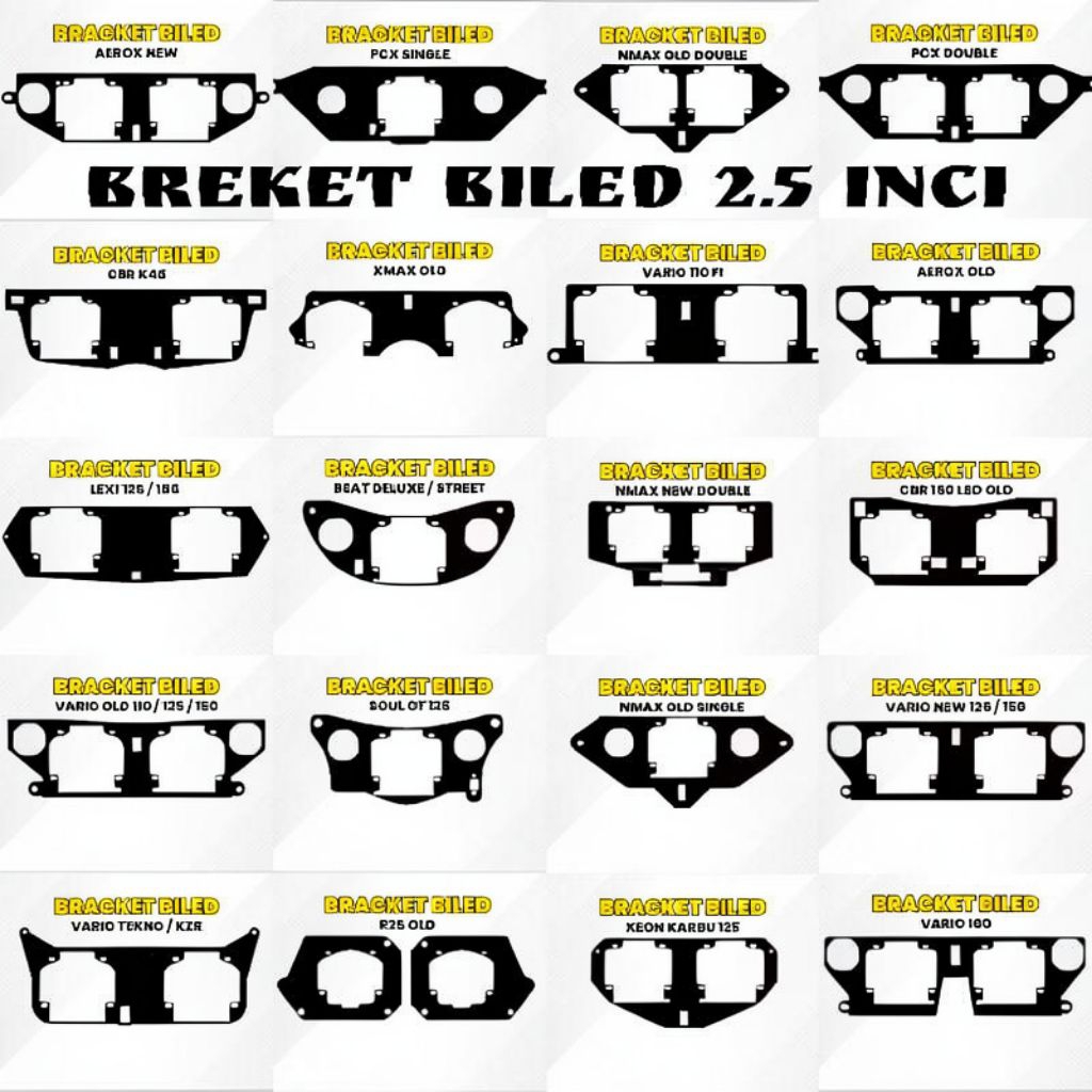 Breket Bracket Dudukan Lampu Biled Projie 2,5 inch HID Dan All Varian Matic Mio Gear Beat, Aerox, Nm