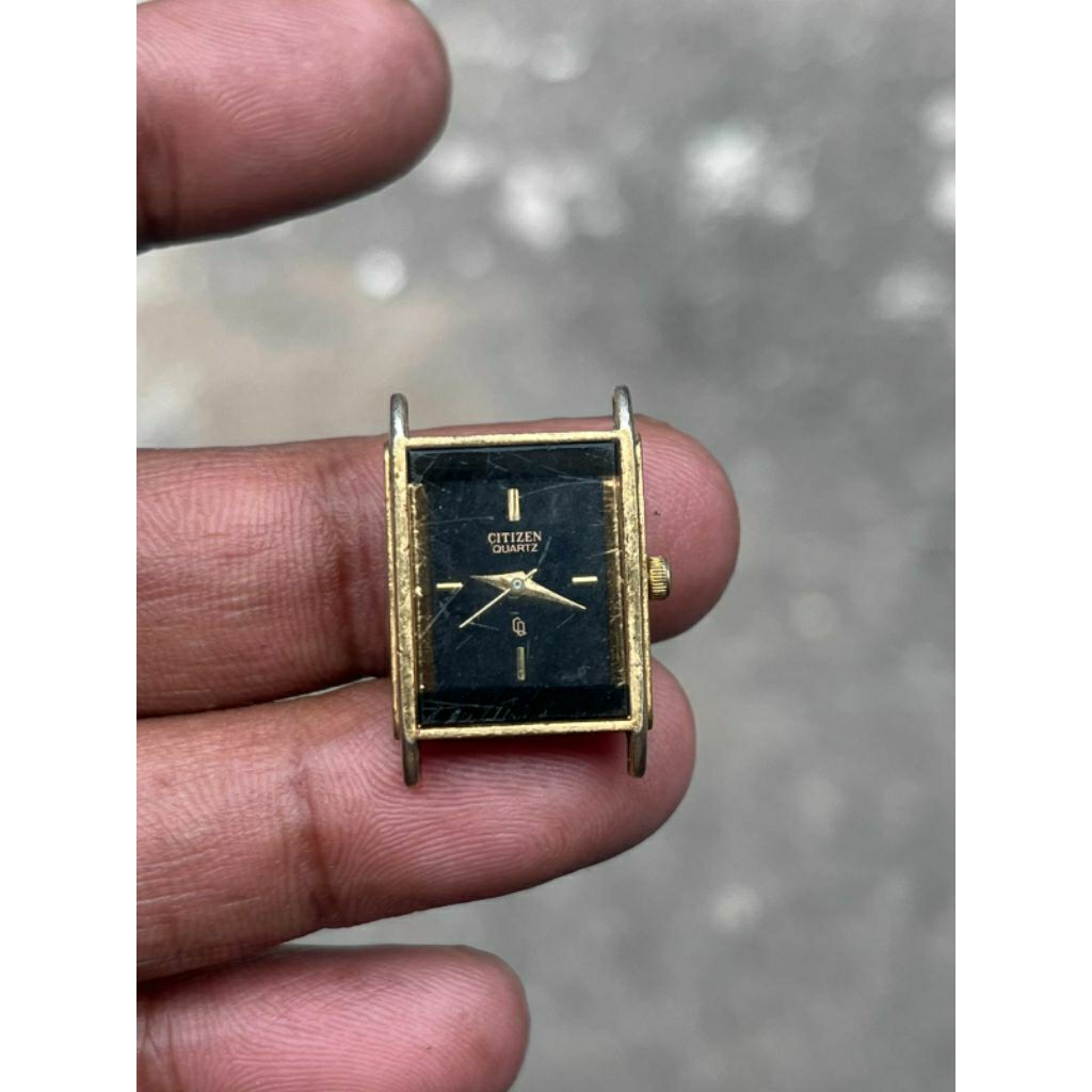 Jam Tangan Vintage Citizen Tank Quartz Gold Plated Original