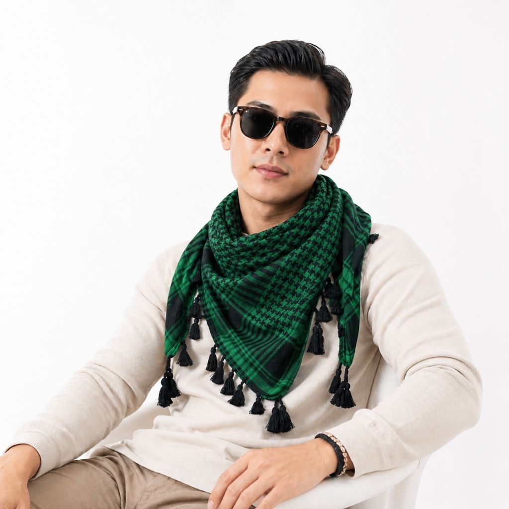 Sorban Pria Wanita Motif Kotak Premium | Syal Muslim Kekinian Adem & Ringan