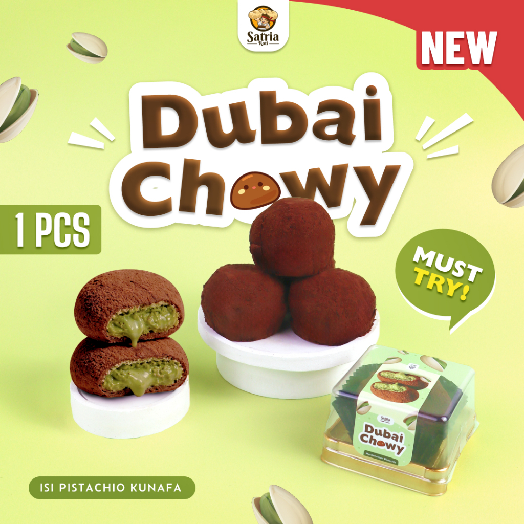 [Satria Roti] Viral Dubai Chewy Cookie / Dessert Viral /Dubai Chewy isi Pistachio Kunafa