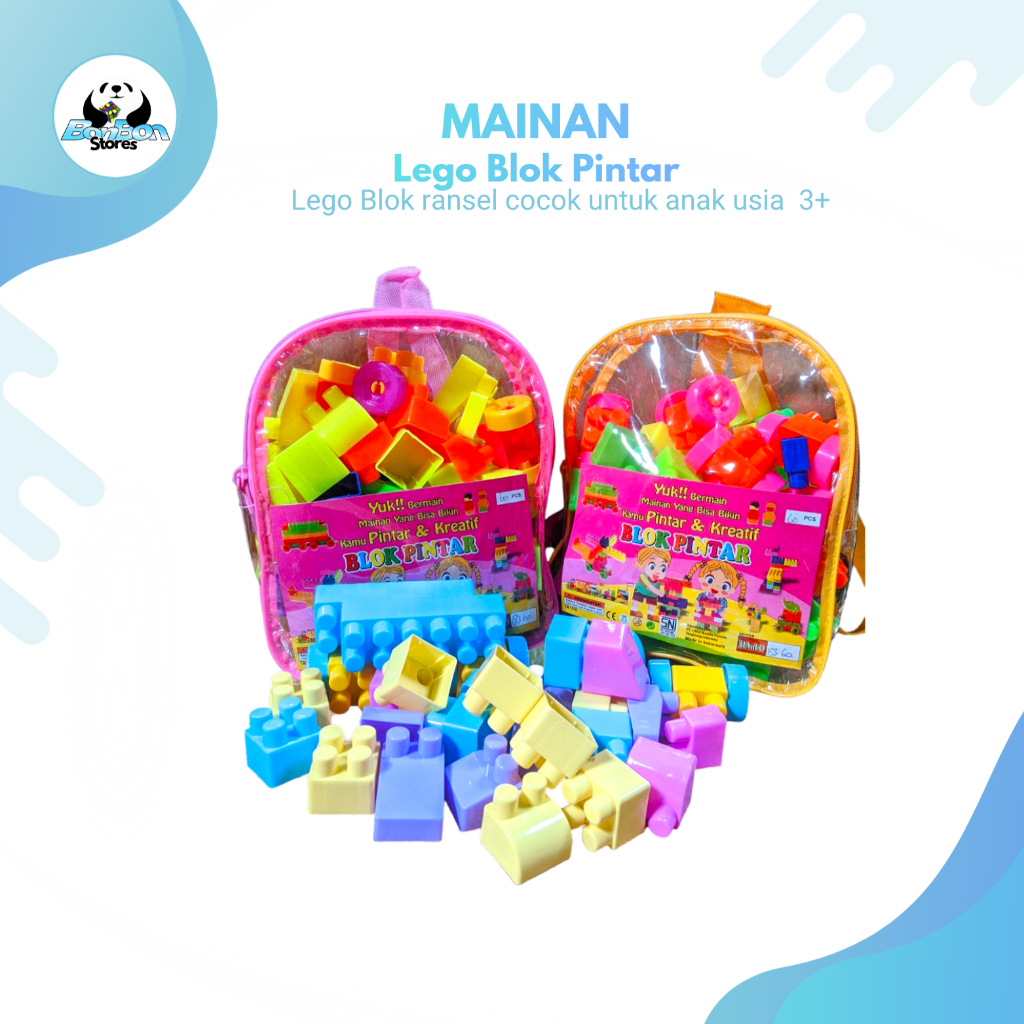 Mainan Anak Blok Pintar Ransel Isi 60 pcs/Lego Blok Ransel/Mainan Edukatif Anak