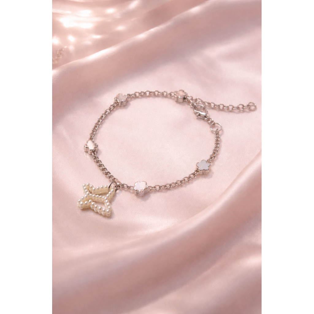 Gelang Wanita Rantai Silver Liontin Manik Kupu Kupu