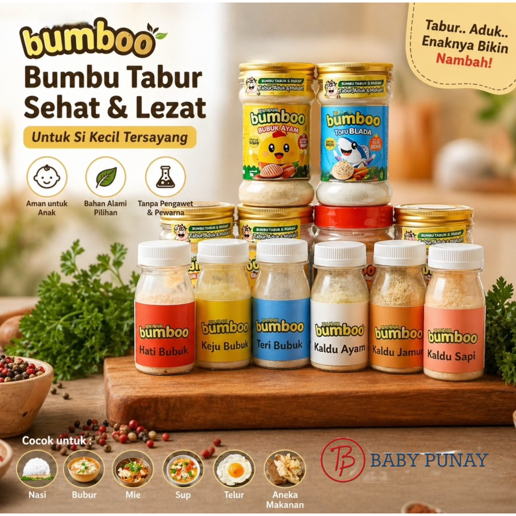 BUMBO KALDU MPASI NON MSG GULA DAN GARAM / BUMBOO ABON SAPI / BUMBOO ABON AYAM / BUMBOO ATI AYAM / B