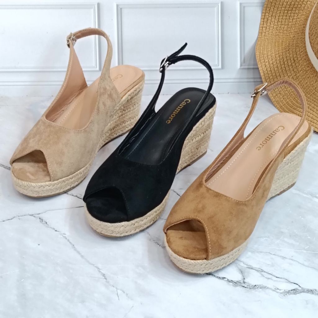 :Canmore Realpick:Sandal Wanita Wedges Slop Tali Belakang Import Best Seller