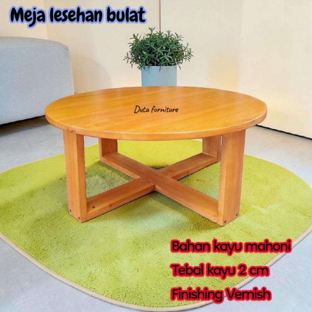 Meja Bundar Lesehan Minimalis – Meja Kopi Ruang Tamu Simple & Modern