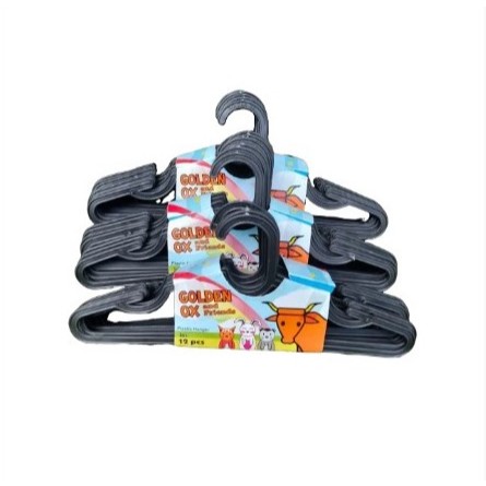 2 Lusin (24pcs) Hanger Mini Anak Golden Ox Hitam Gantungan Baju Anak Hanger Plastik Jemuran Baju