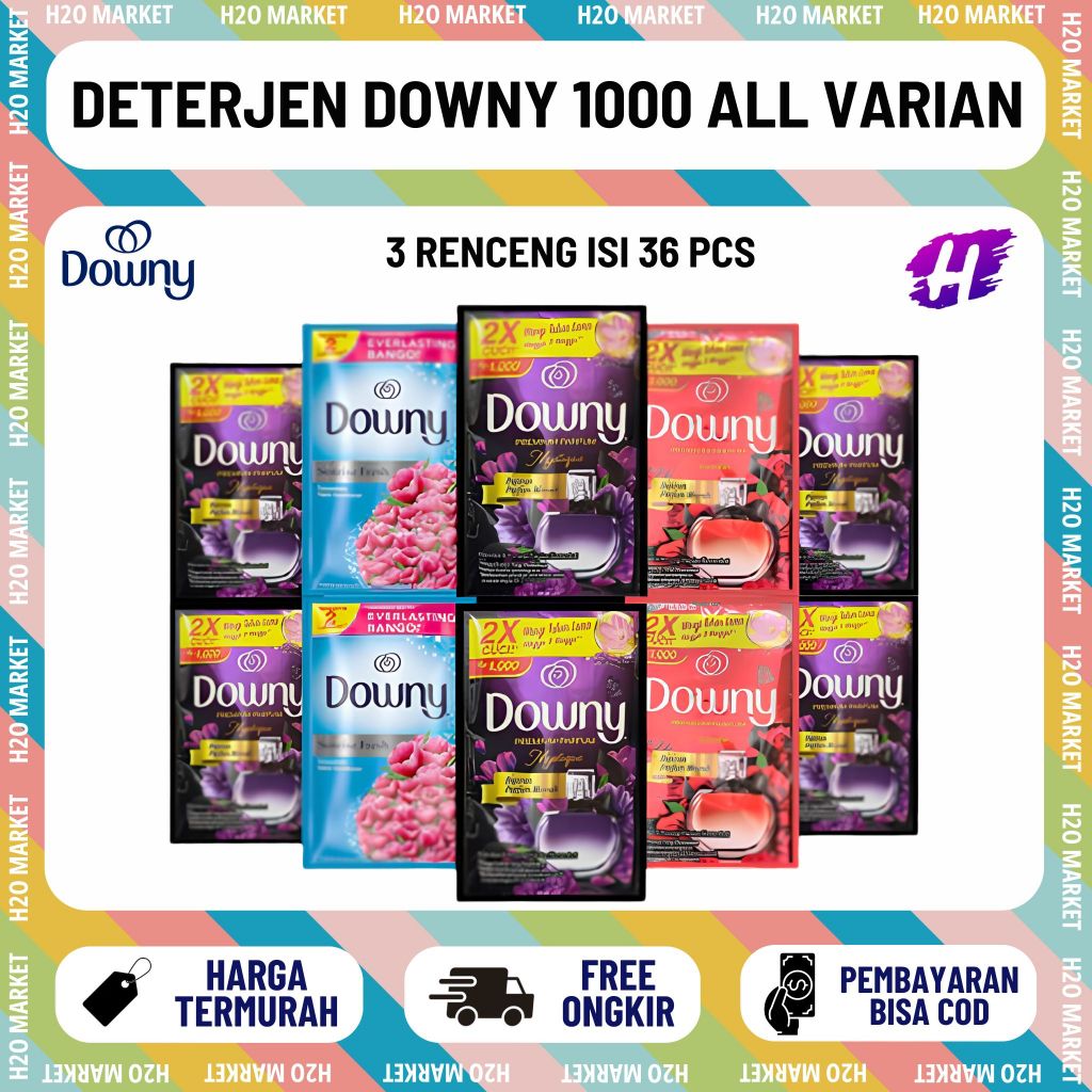 (3 RENCENG ISI 36 PCS) Deterjen Cair Downy 12 Sachet 1000an 20 Ml 3 Renceng Isi 36 Pcs Downy 1000 De