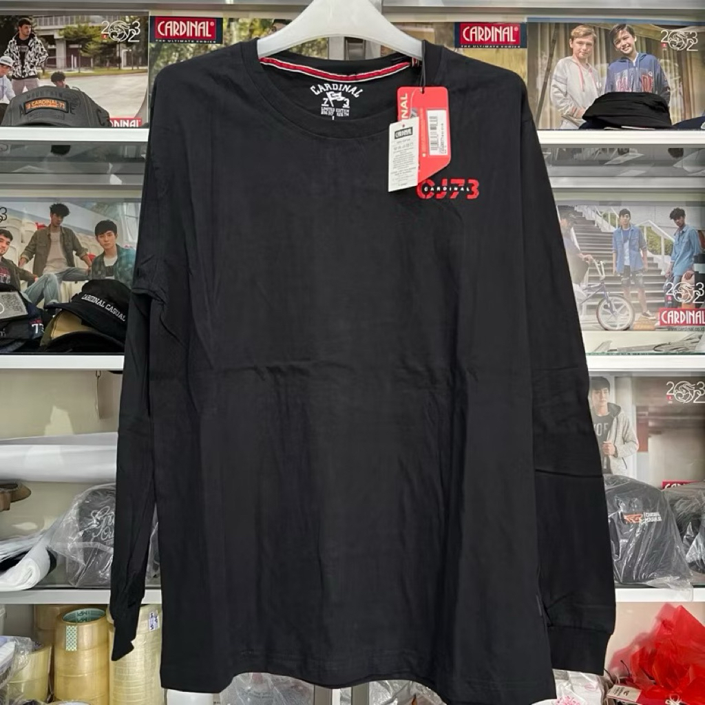 Cardinal Panjang Kaos Lengan Panjang Katun Pria Ukuran M L XL