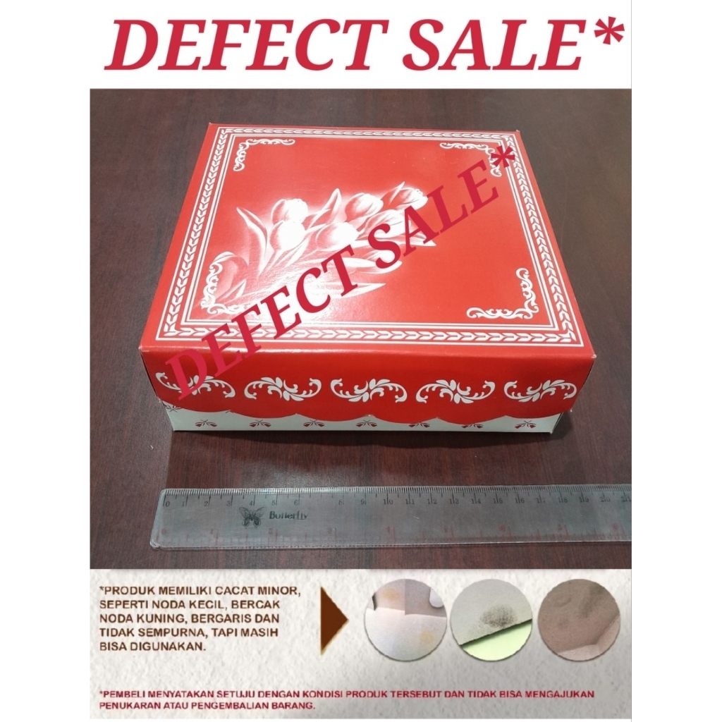 [DEFECT SALE] 50 Pcs Dus R8 Coat Warna T Merah Uk. 18x18x7 cm / Dus Kue Isi 8 / Dus Nasi Tanpa Mika 