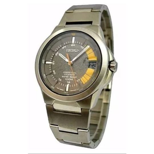 Jam Tangan Pria Seiko Perpetual Calendar SLL131 SLL131P1 Strap Stainless Steel Men Grey Dial Origina