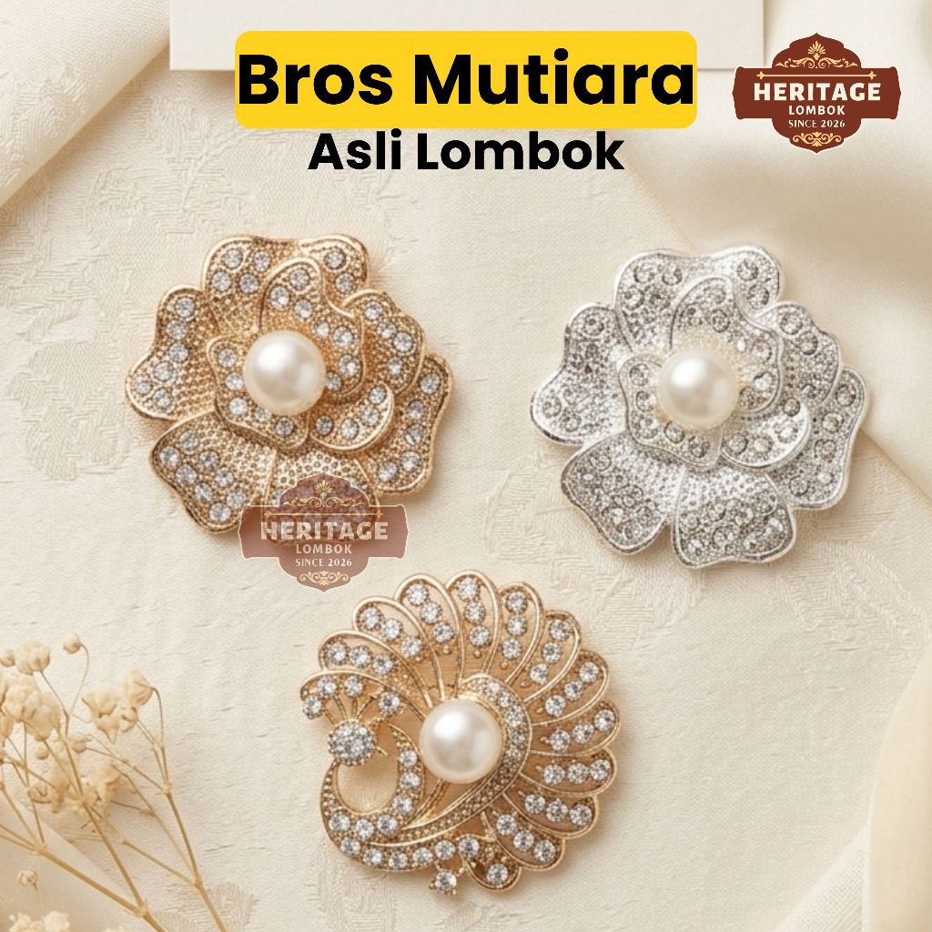 Bros Mutiara Air Tawar 100% Original - Bros Elegan Premium Hijab - Mutiara Asli Lombok