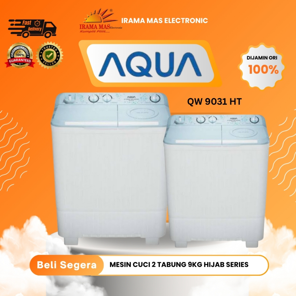 MESIN CUCI AQUA QW-9031HT | 2 TABUNG AQUA 9KG HIJAB SERIES