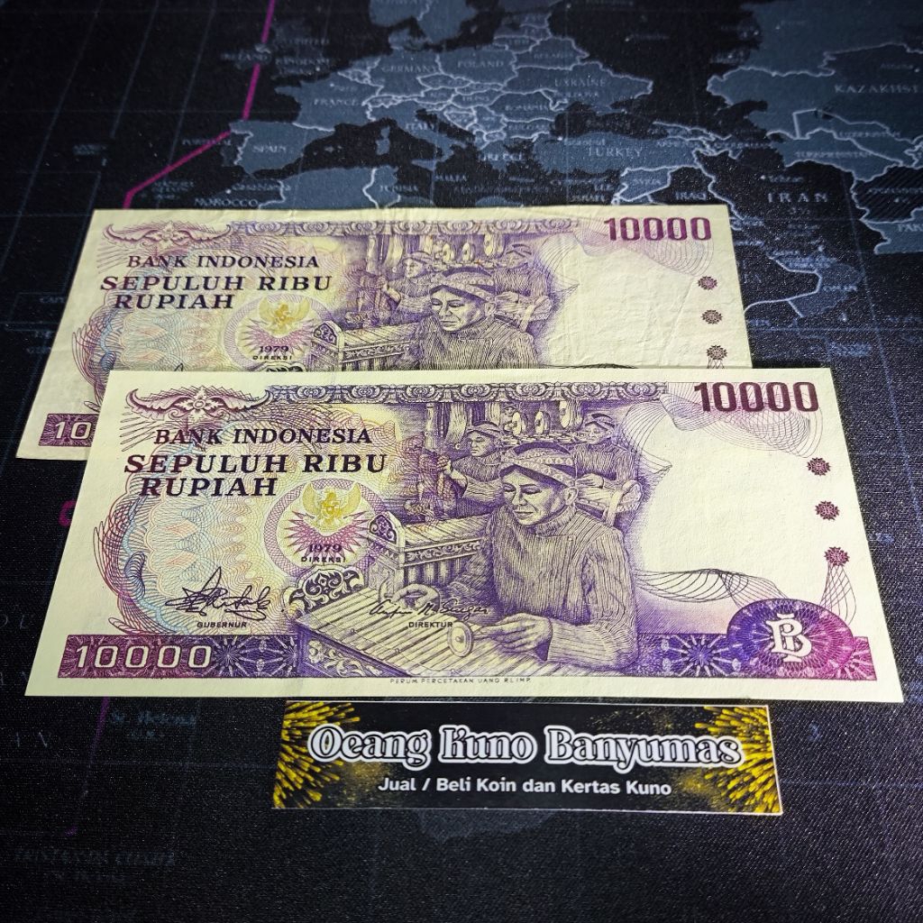 Koleksi 10.000 Rupiah Tahun 1979 Seri Gamelan Original Gress Mulus Baru