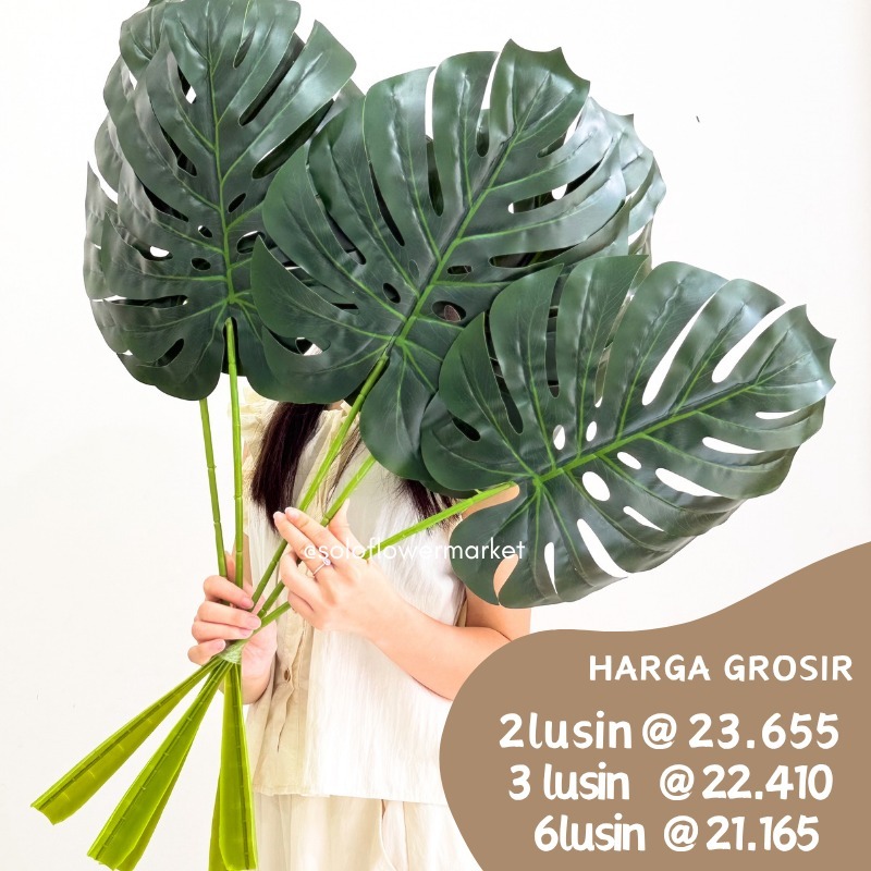 86cm & 60cm BIG MONSTERA OMBRE LATEX Artificial Daun Hias Palsu Ekor Naga Plastik Tanaman Hias Dekor