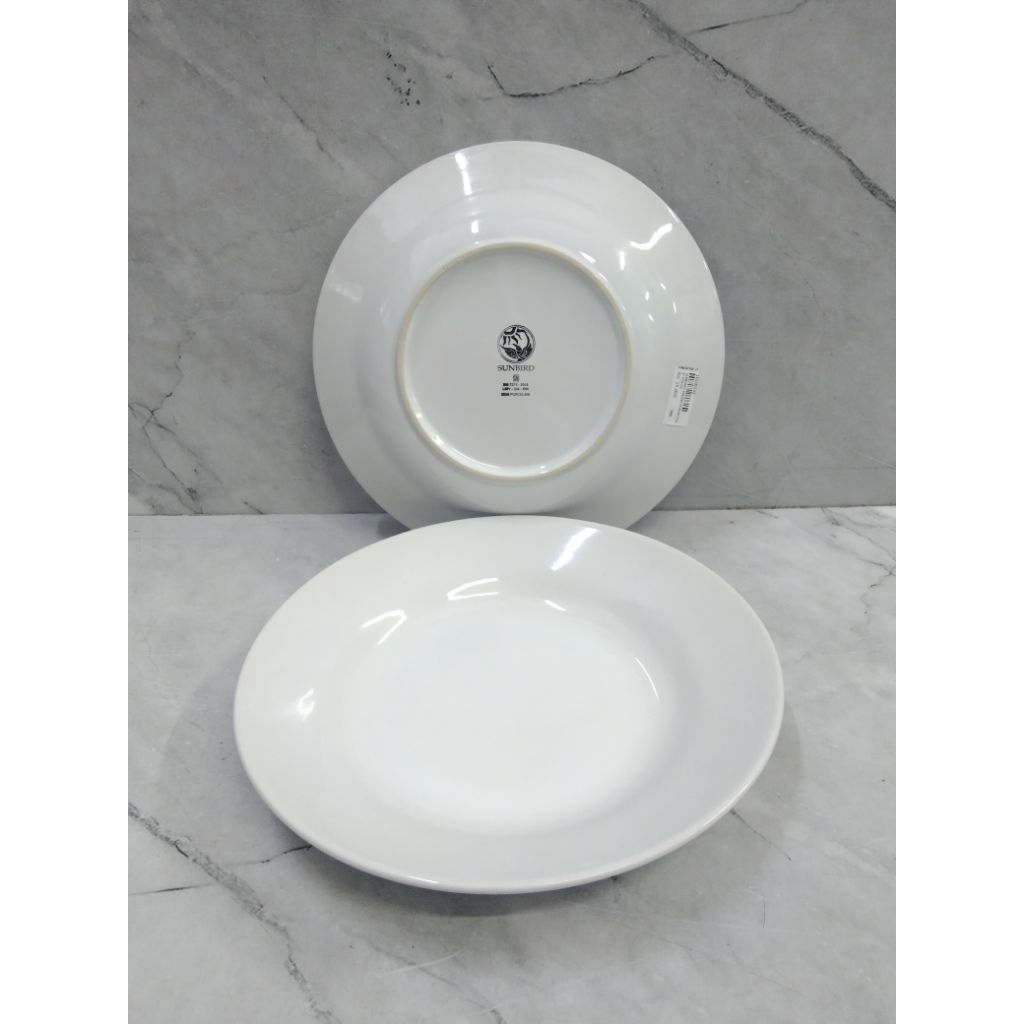 PIRING PORSELEN PUTIH POLOS 9 INCH SUNBIRD / PIRING MAKAN / PIRING BATU - SUNBIRD