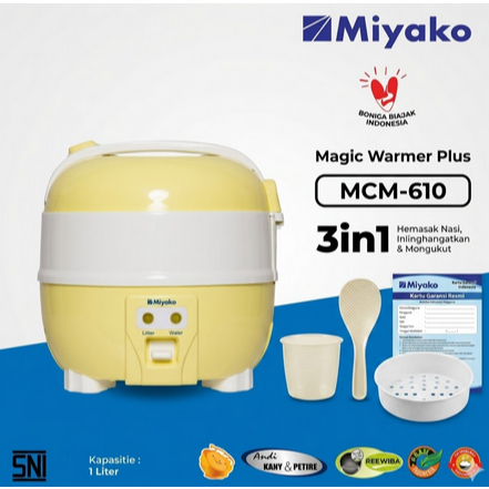 Ricecooker Miyako MCM610 - 1 Liter Magic Com 3in1 Mejikom 300 W Magicom Mini Kecil Mini MCM 610 Ori
