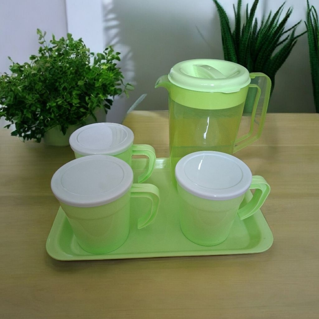 Set teko+gelas 3 pcs plastik wadah minuman es dan teh