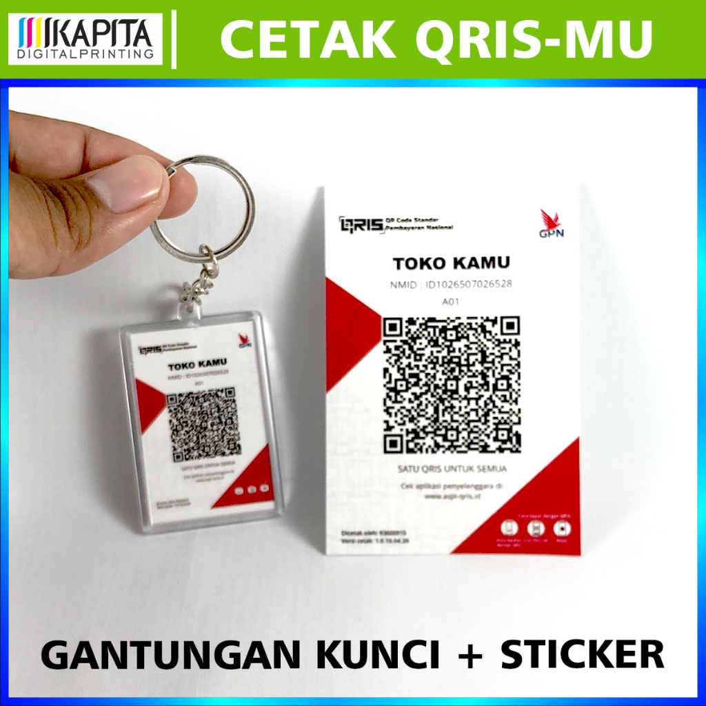 Gantungan Kunci Qris Custom sehari kirim | Jasa Cetak Barkode Qris Akrilik | Ganci Bolak balik