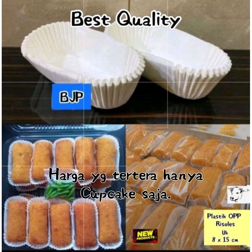 Cup cake oval paper / kertas risol uk 129x81mm ~ FOOD GRADE (PUTIH)