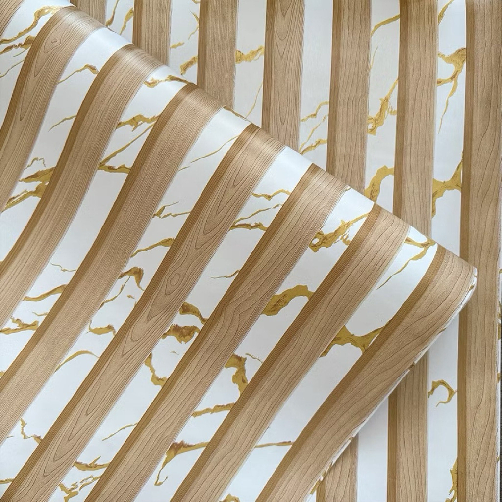 Wallpaper Dinding Kayu Panel Minimalis Elegan 3D Panjang 8m dan Lebar 45cm
