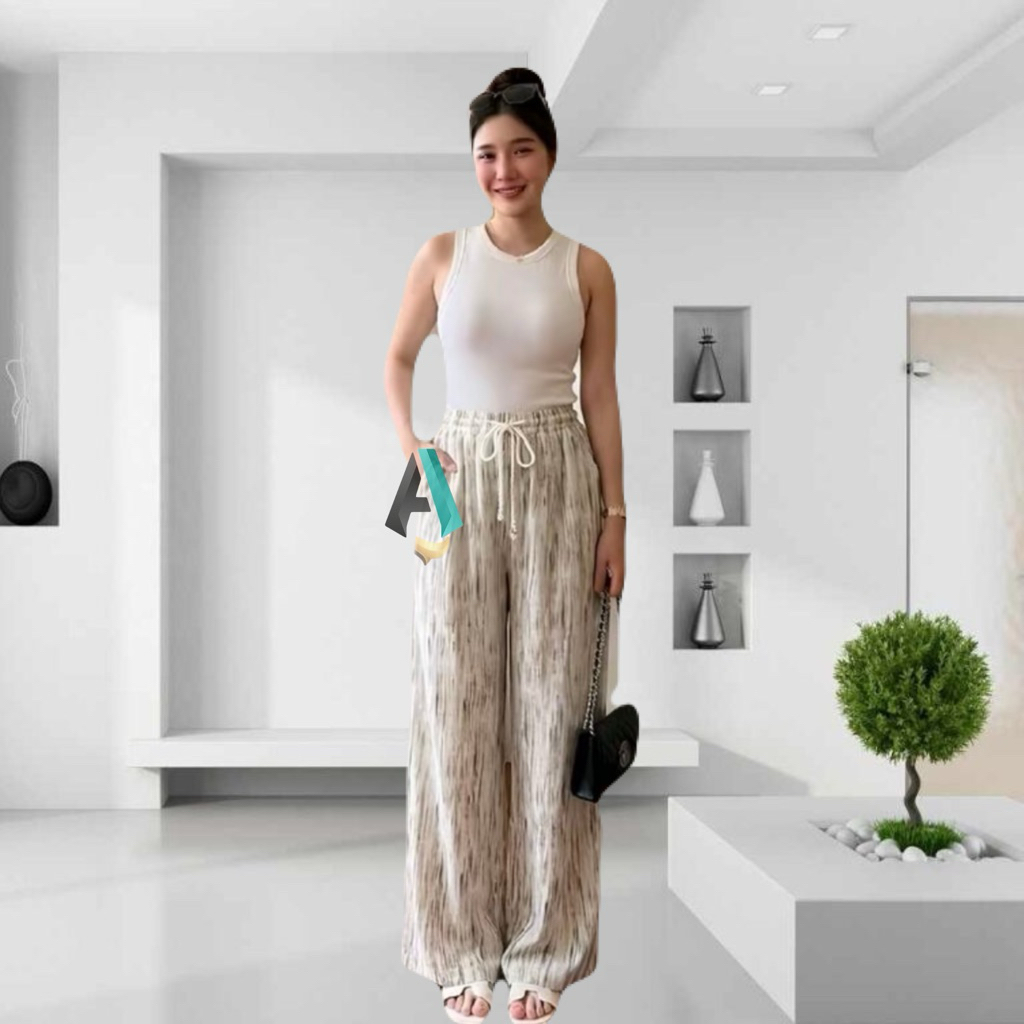 Alhu_batik - Celana Panjang Wanita Kulot Abstrak Everyday Pants Celana Kantor Kuliah