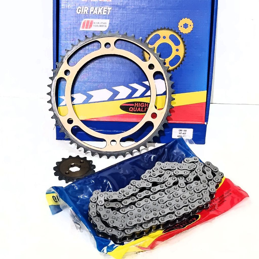 Ger gear gir set paket HONDA CRF 150 CRF150 ( 49T/15T - 428H/130L ) SEPUHAN BAJA MERK OSK