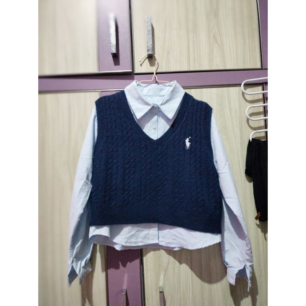 kemeja + vest polo