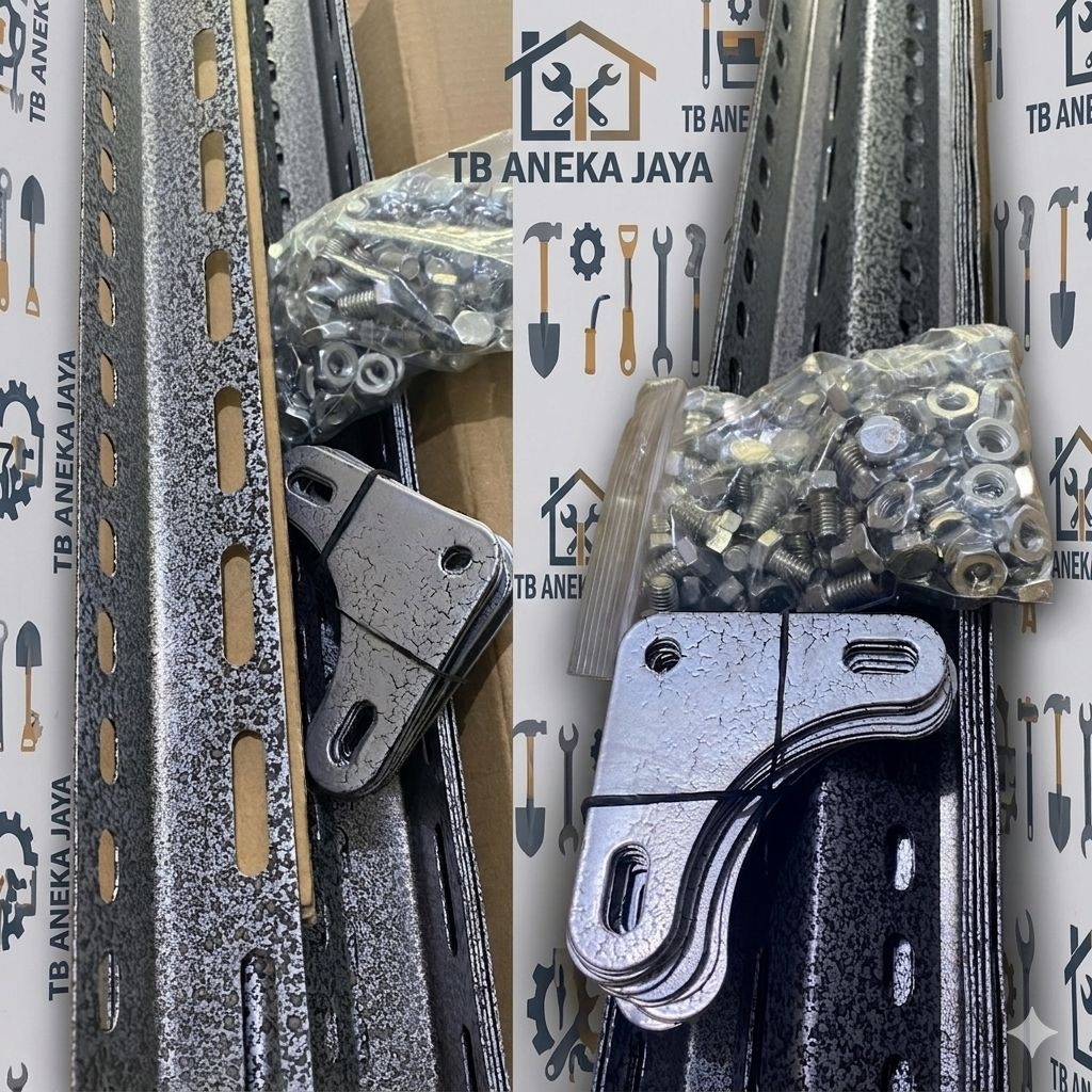 Besi Siku rak Lubang Hammertone 3m serbaguna