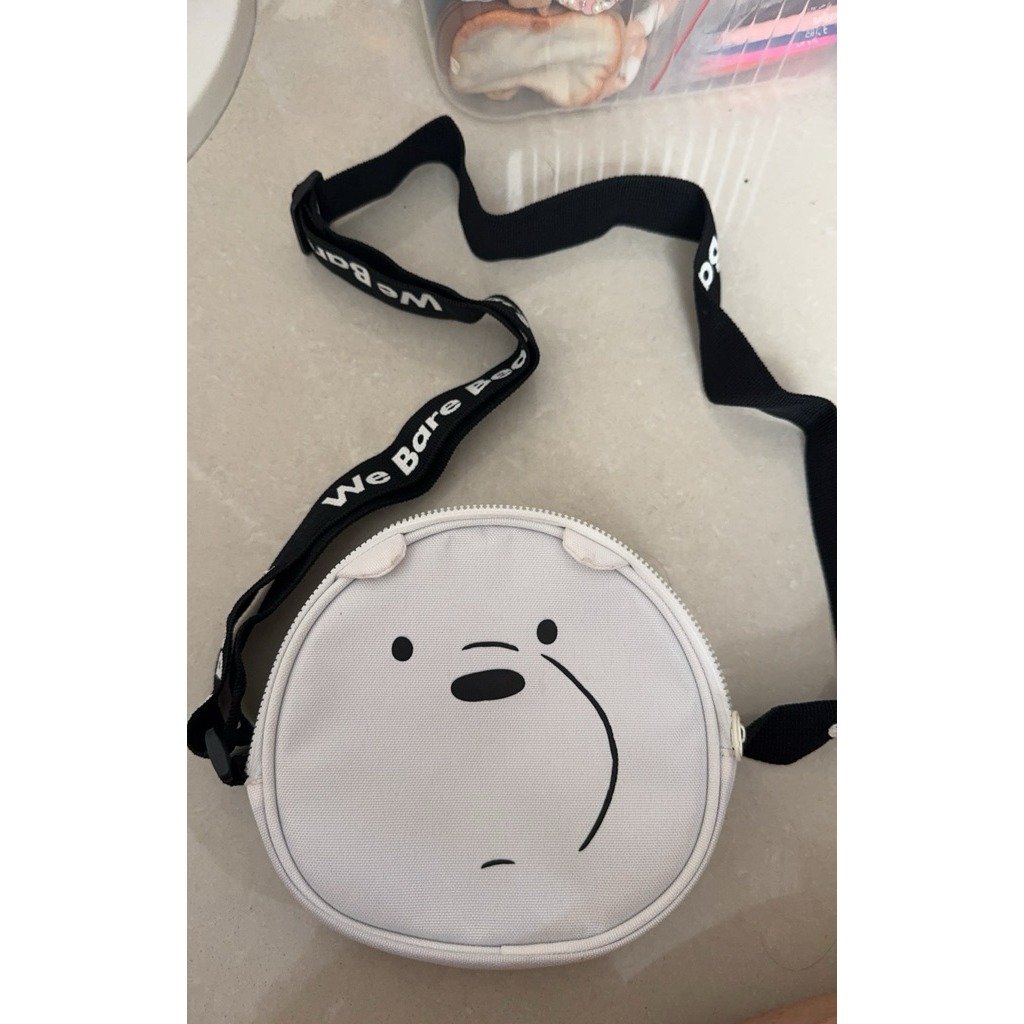 preloved slingbag we bare bears white polar bear miniso